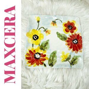 MAXCERA RED POPPY‎ MAT DECORATIVE PLATE 8.75” Square With Scalloped Edge